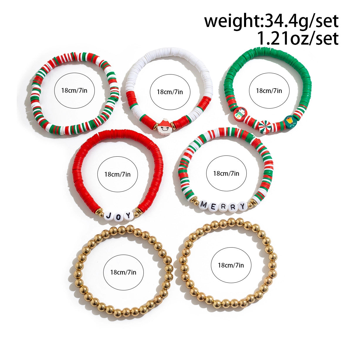 Christmas Red & Green Bead Bracelet Set
