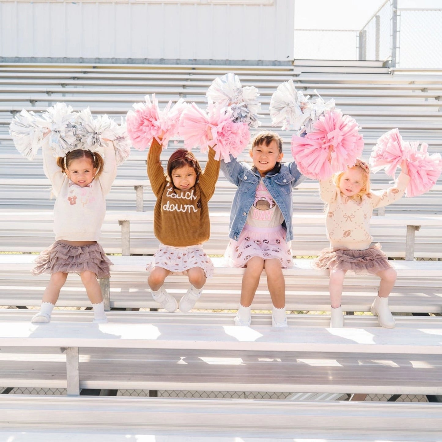 Game Day Glitter Bow Clip Set - Football - Kids Hair