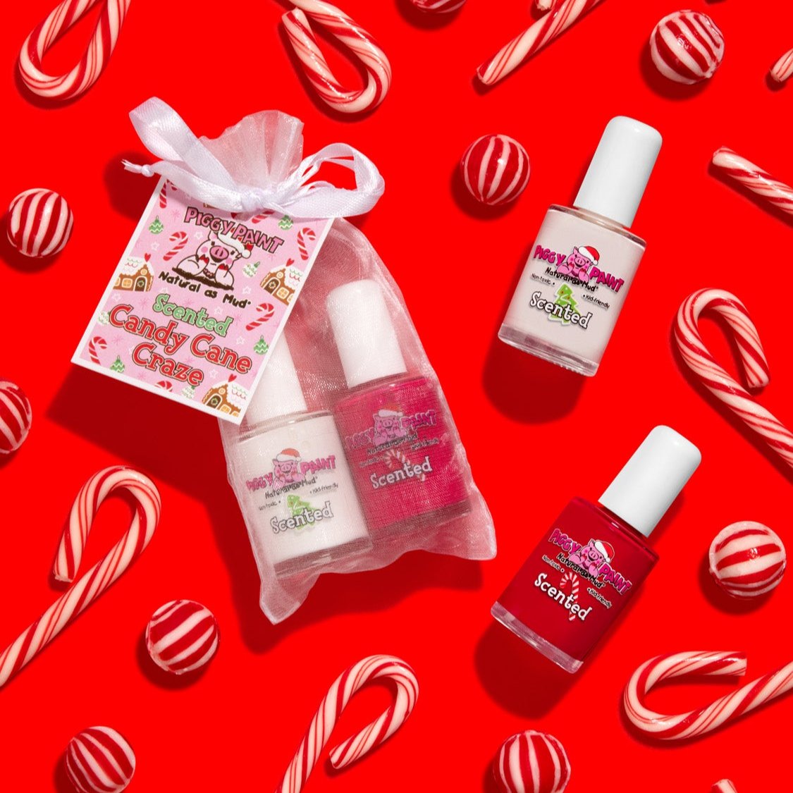 Scented Peppermint Piggy - Holiday Red