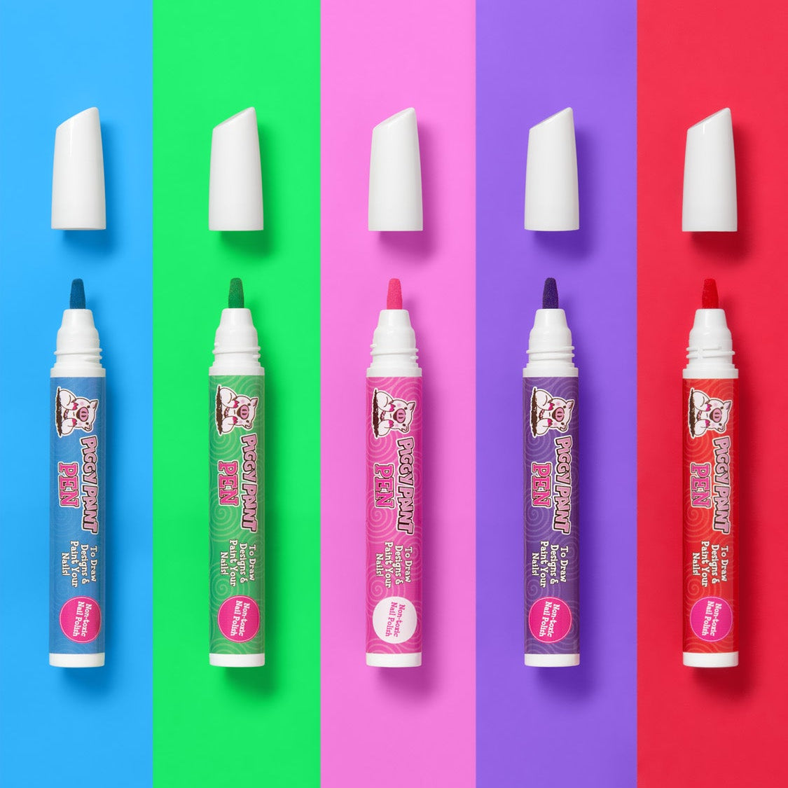 High Five! Piggy Paint Pen Bundle - Kids Non-toxic Nail Polish