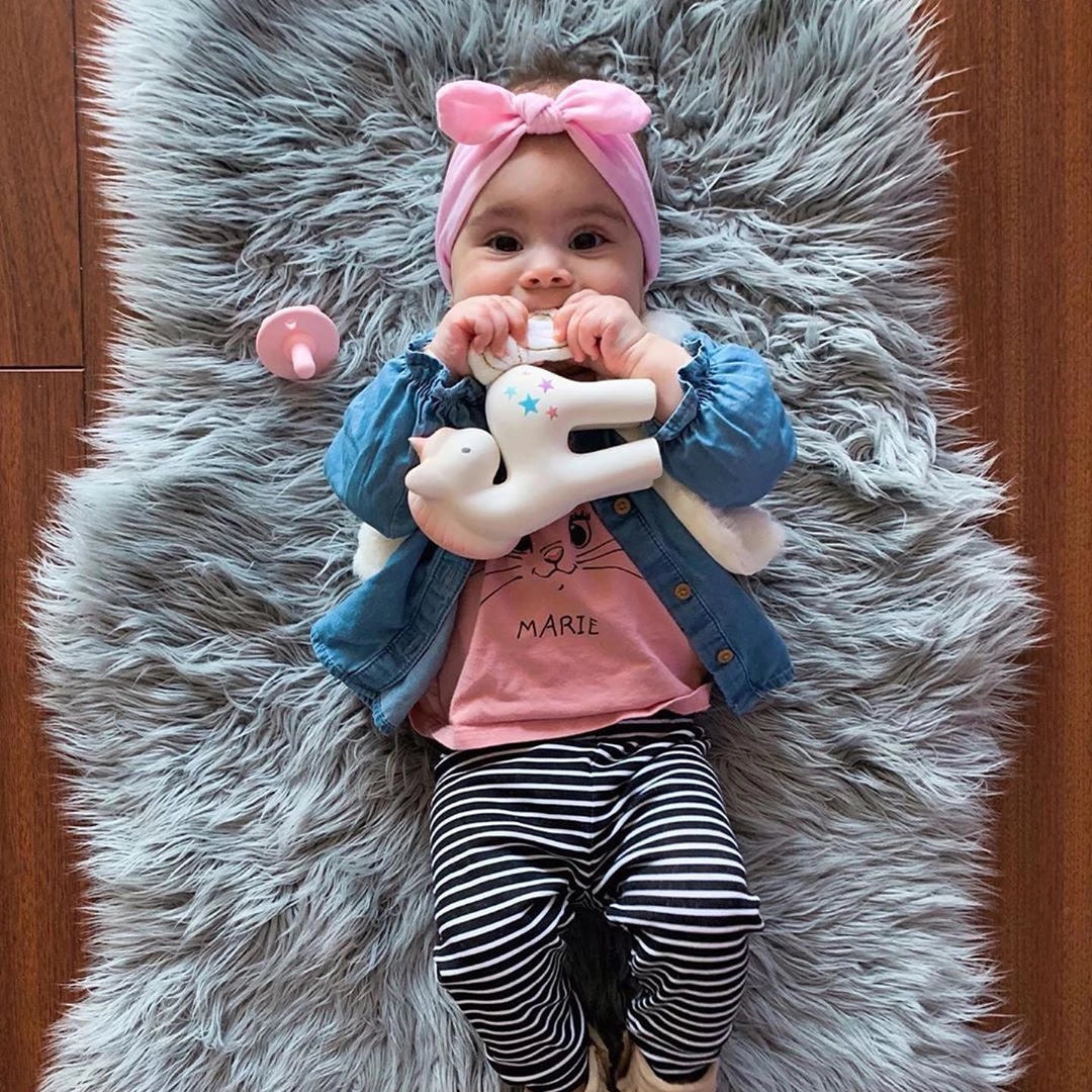 Cotton Candy Unicorn Natural Rubber Rattle - Tikiri Toys