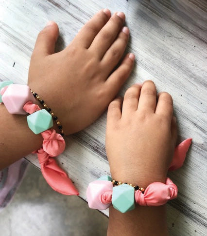 Mandy with Friendship Bracelet in Dusty Rose Dress - Tikiri Toys