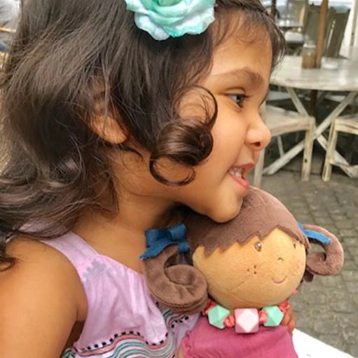 Mandy with Friendship Bracelet in Dusty Rose Dress - Tikiri Toys