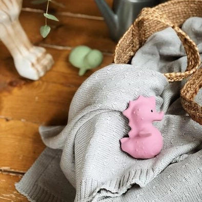 Seahorse Natural Organic Rubber Rattle, Teether & Bath Toy - Tikiri Toys