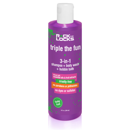 Rock the Locks 3-in-1 is a Shampoo + Body Wash + Bubble Bath