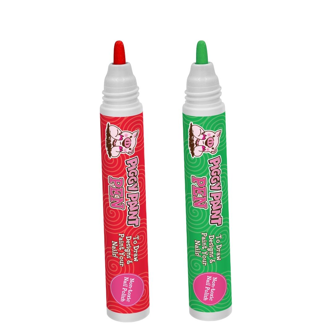 Rudolph’s Red & Green Piggy Paint Pen Bundle - Non-Toxic Nail Polish