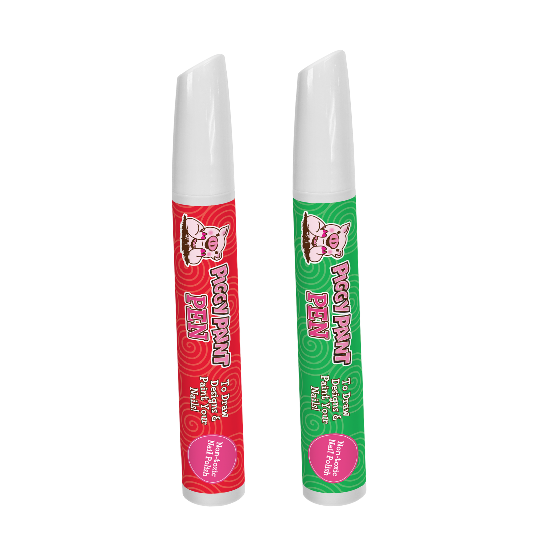 Rudolph’s Red & Green Piggy Paint Pen Bundle - Non-Toxic Nail Polish