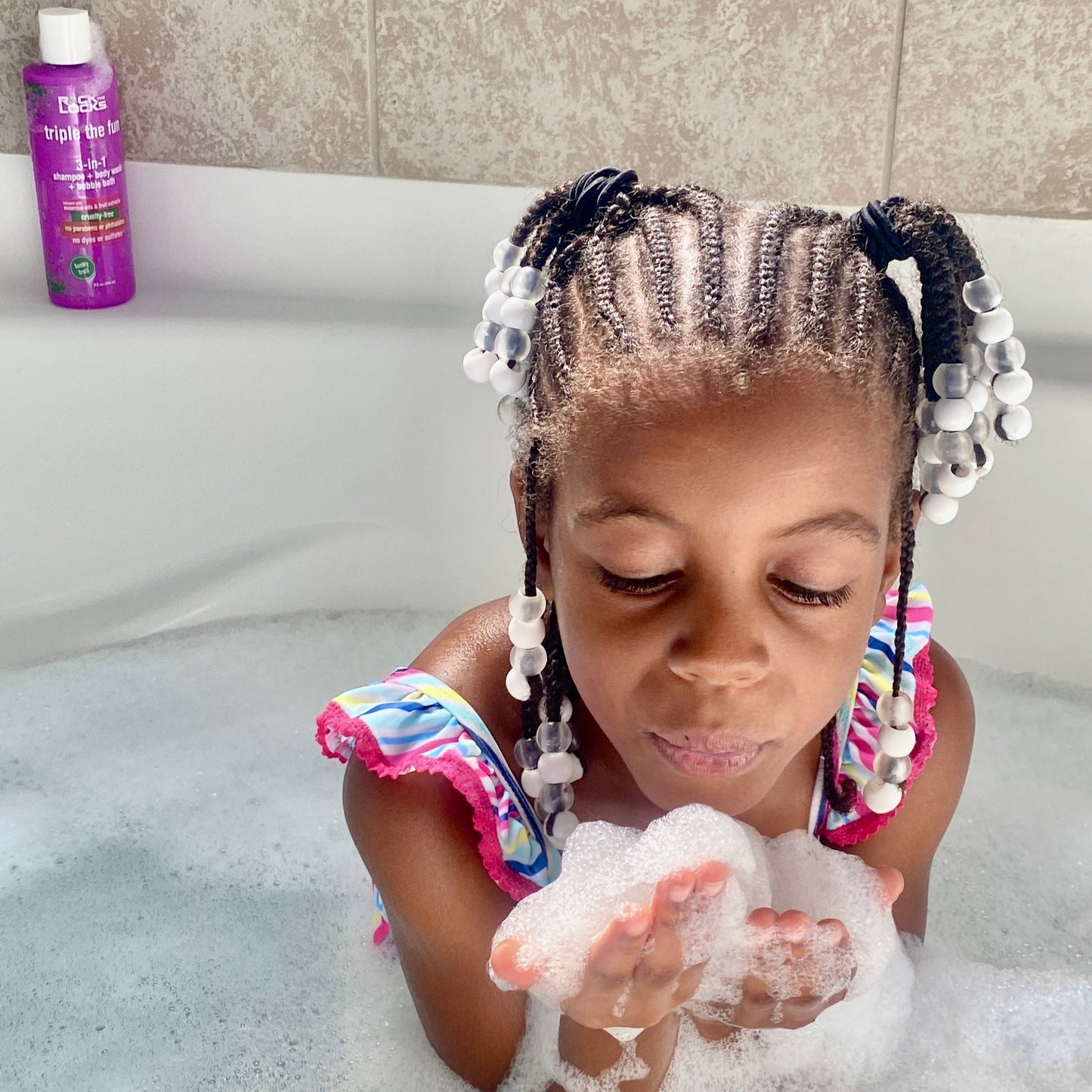 Rock the Locks 3-in-1 is a Shampoo + Body Wash + Bubble Bath