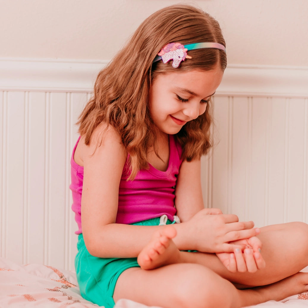 Rhinestone Charm Headband & Hair Clips - Unicorn/Butterfly/Bow - Frog Sac