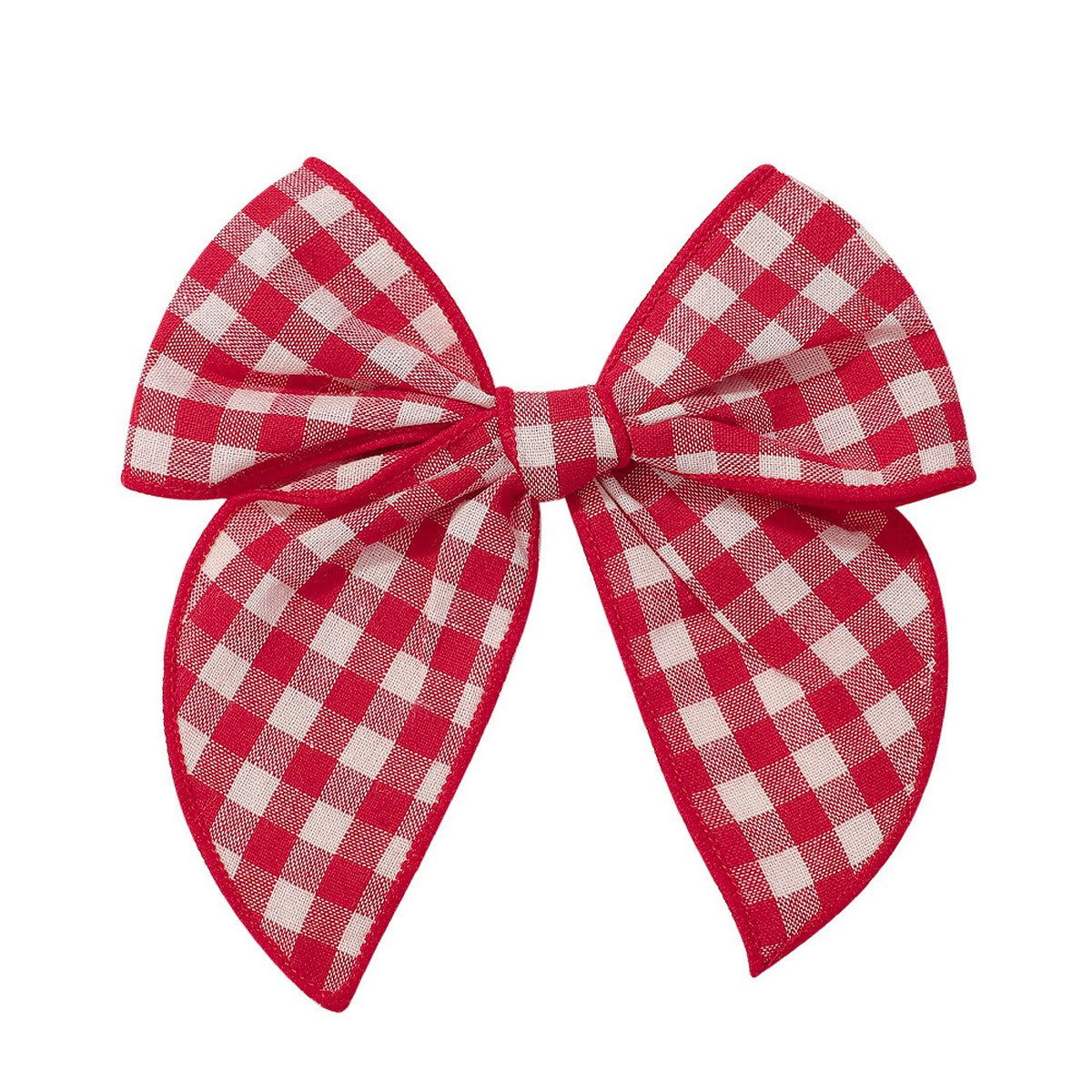 Vintage Plaid Bow Tail Hair Clip For Kids - Red & White
