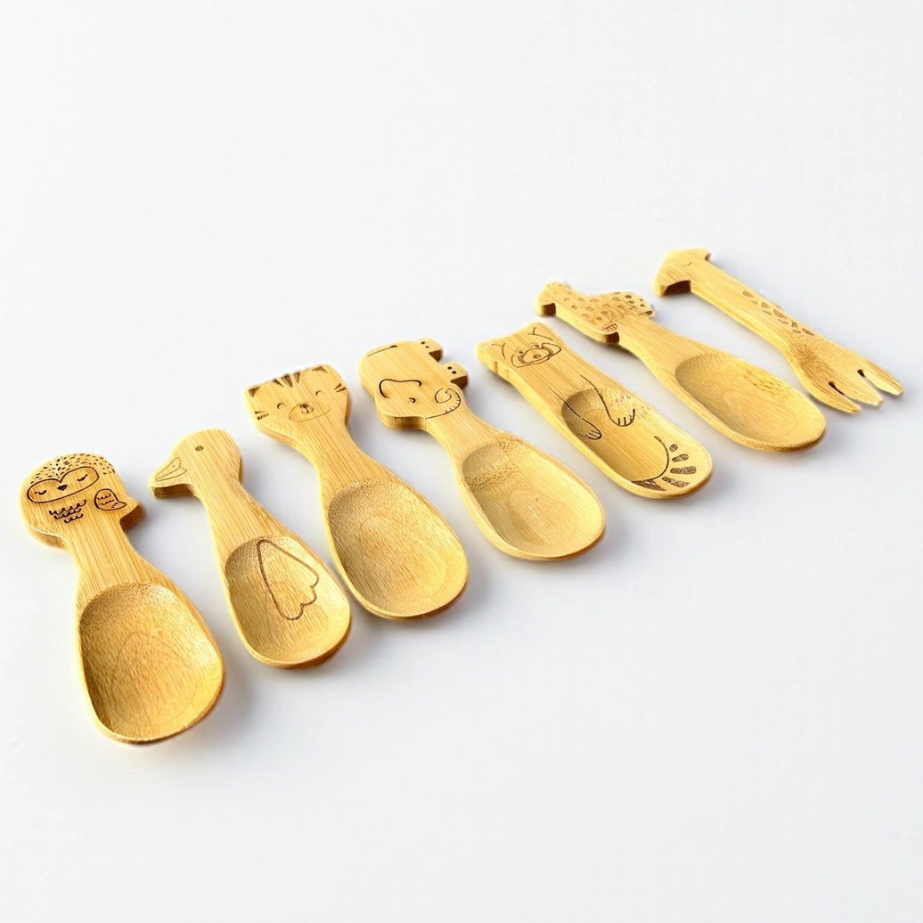 Bamboo Animal Kids & Toddler Utensils - Set of 7 - Bamboo Switch
