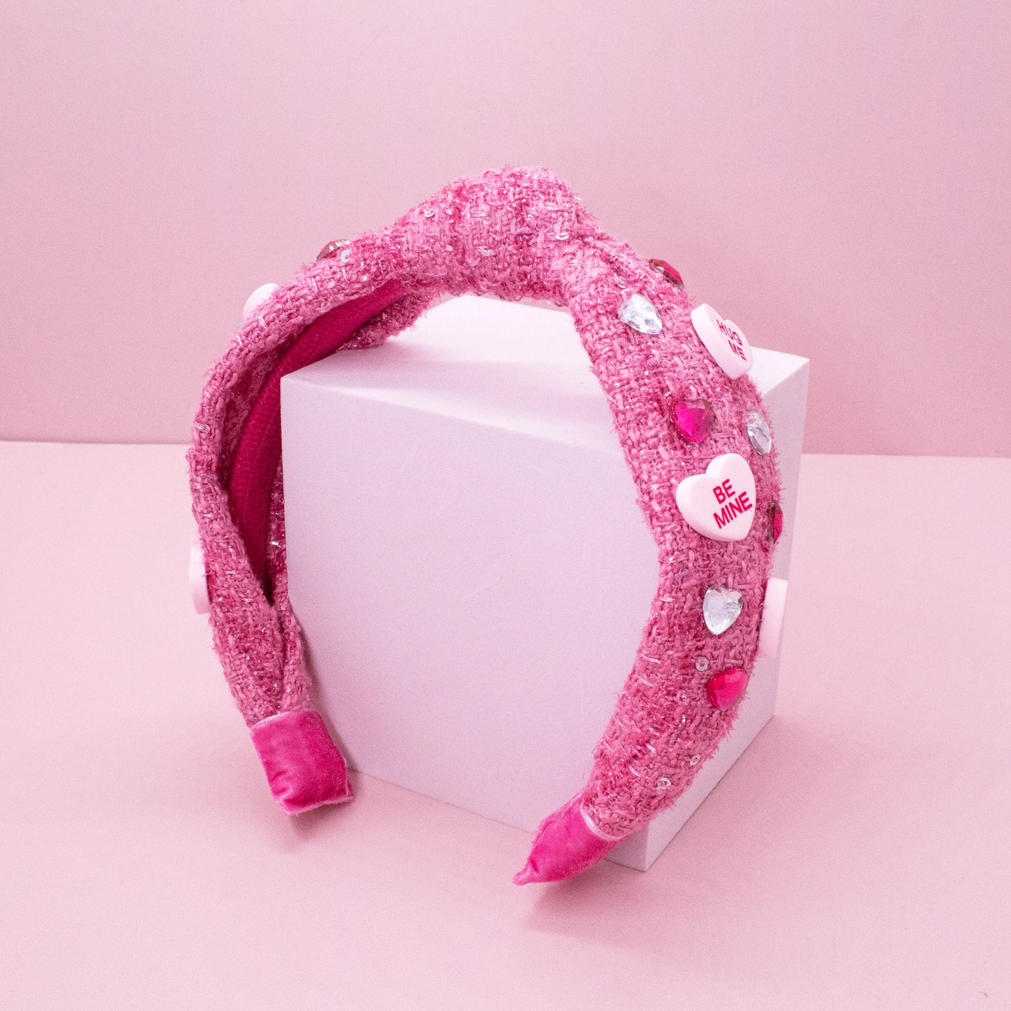 Kids Embellished Knot Headband - Candy Valentines Day Heart