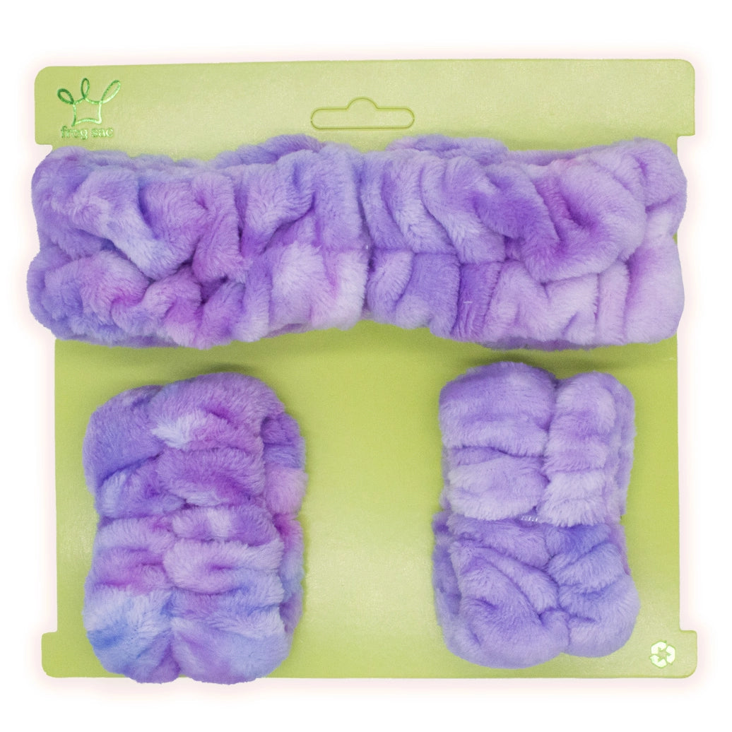Spa Headband & Wristband Set - Cotton Candy Tie Dye - Frog Sac