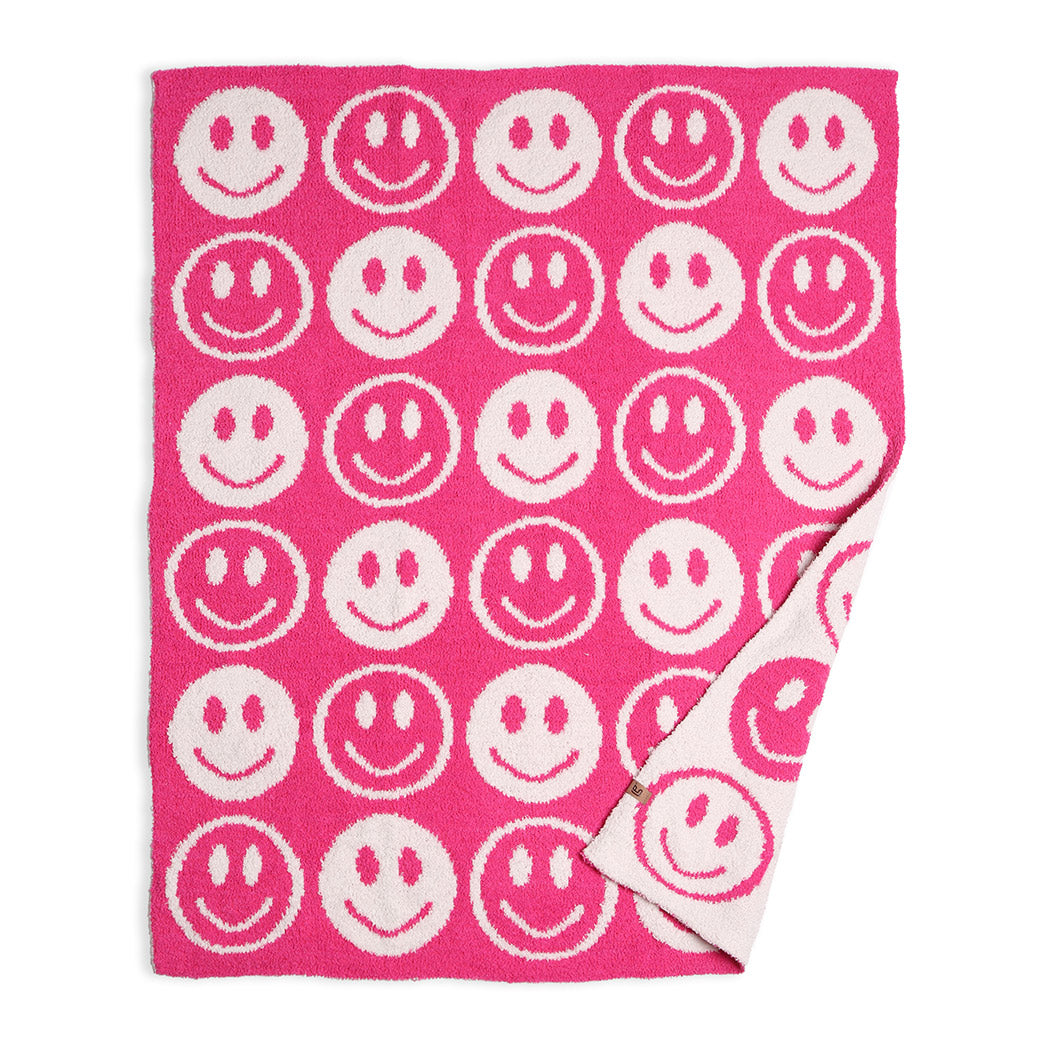 Repeated Happy Face Pattern Kids Throw Blanket