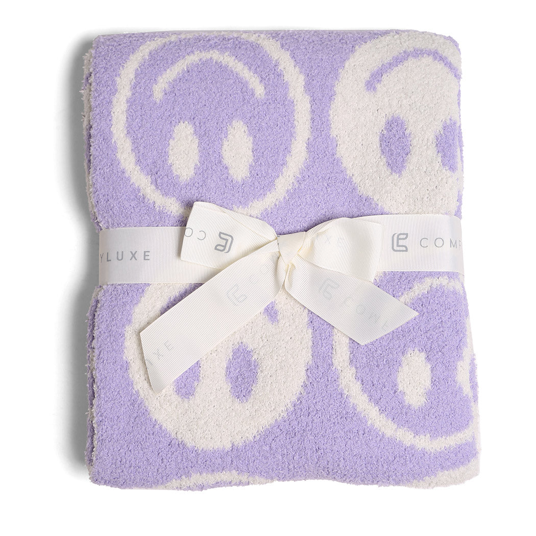 Repeated Happy Face Pattern Kids Throw Blanket