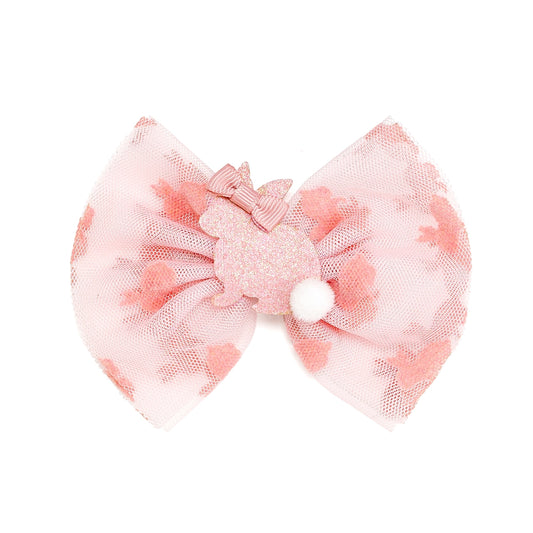 Honey Bunny Easter Tulle Bow Clip - Kids Hair Bow - Sweet Wink