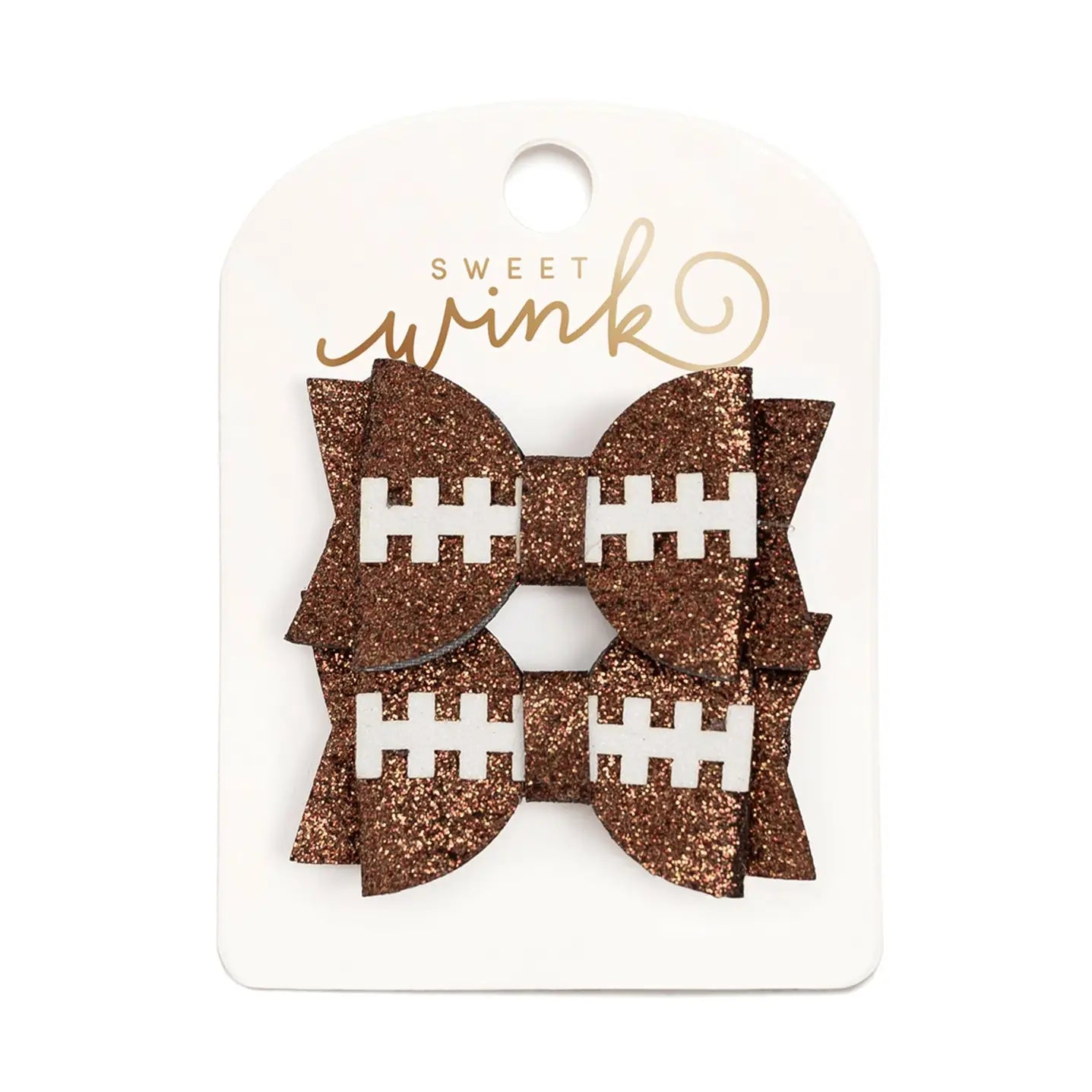 Game Day Glitter Bow Clip Set - Football - Kids Hair