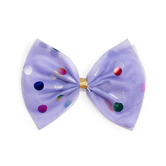 Lavender Confetti Tulle Hair Bow Clip - Sweet Wink