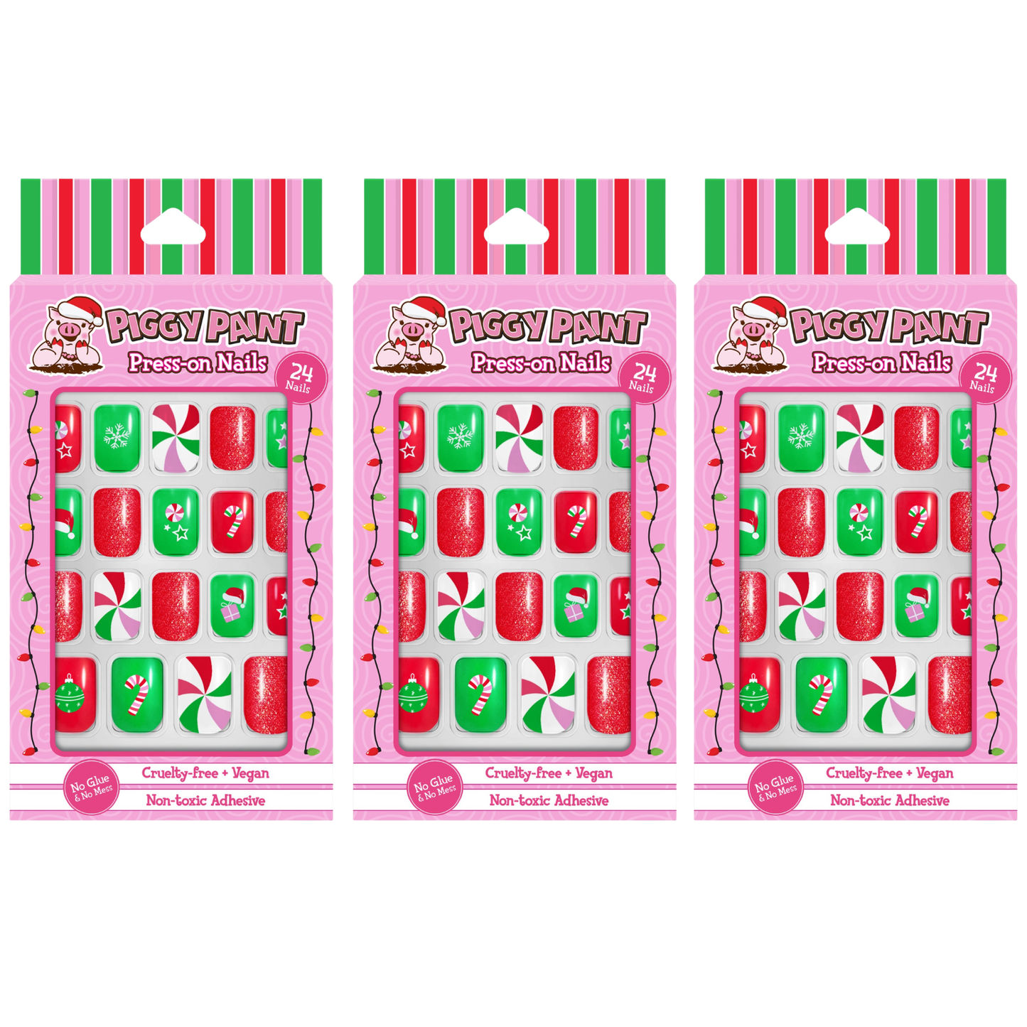 Piggy Paint Holiday Press-on Nails 3-pack
