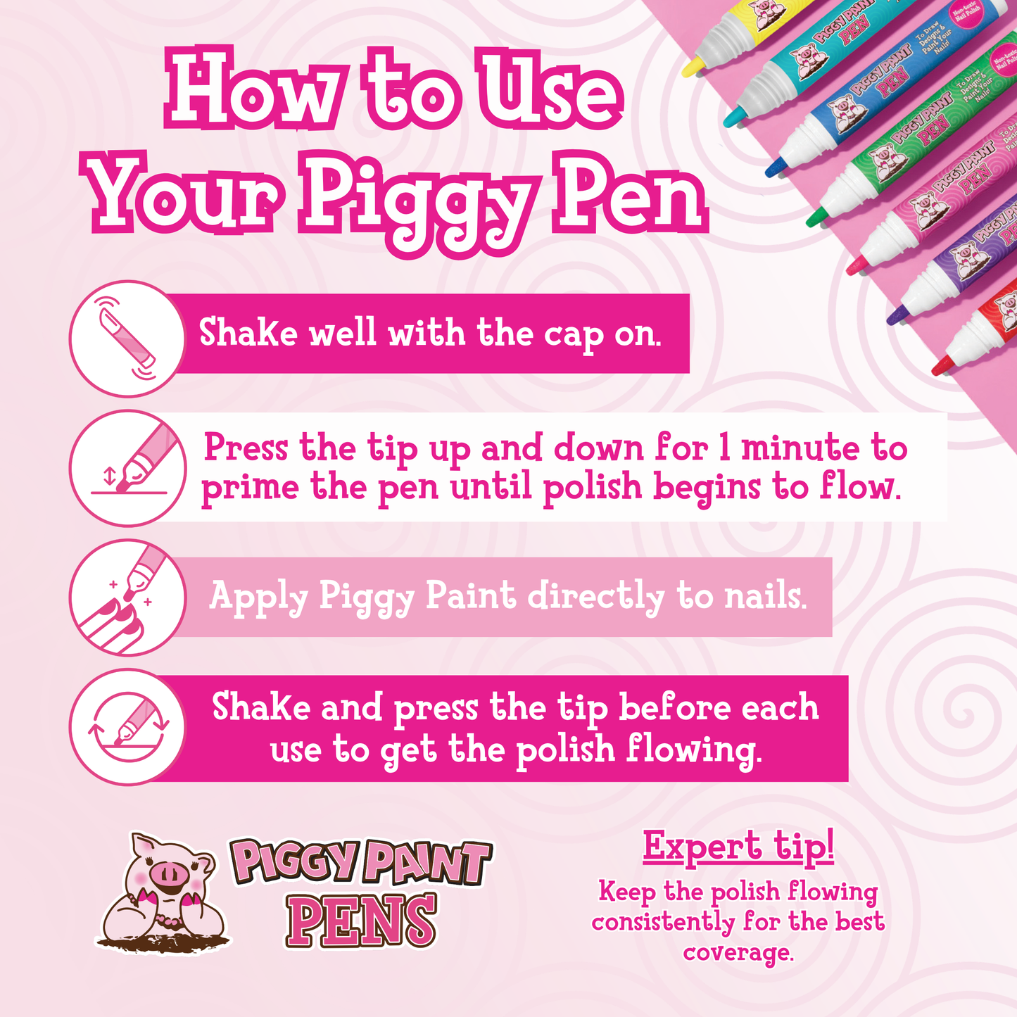 Twirly Teal Piggy Paint Pen - Kids Non-toxic Nail Polish