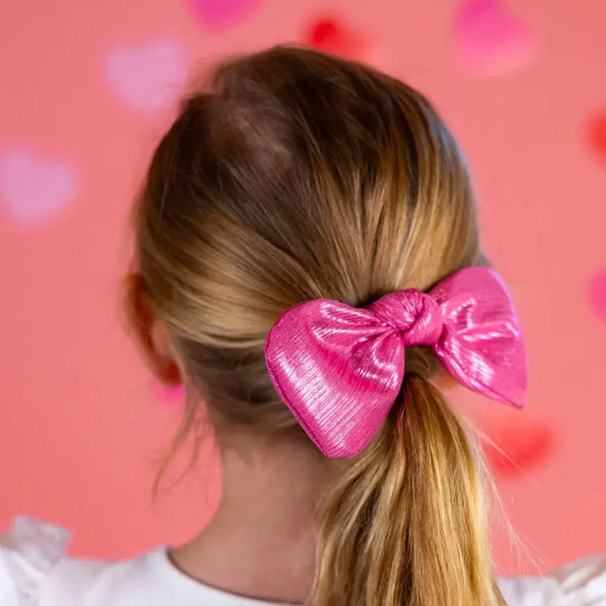 Pink Metallic Hair Bow - The Heady Chick