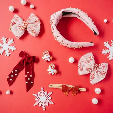 Candy Cane Confetti Christmas Tulle Hair Bow - Holiday - Sweet Wink