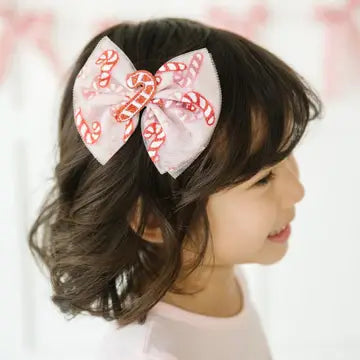 Candy Cane Confetti Christmas Tulle Hair Bow - Holiday - Sweet Wink