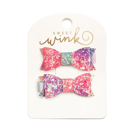 Rainbow Ombre Bow Clip Set - Sweet Wink