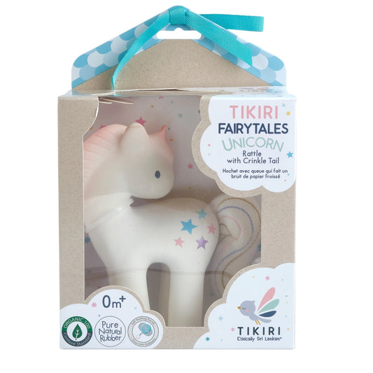 Cotton Candy Unicorn Natural Rubber Rattle - Tikiri Toys