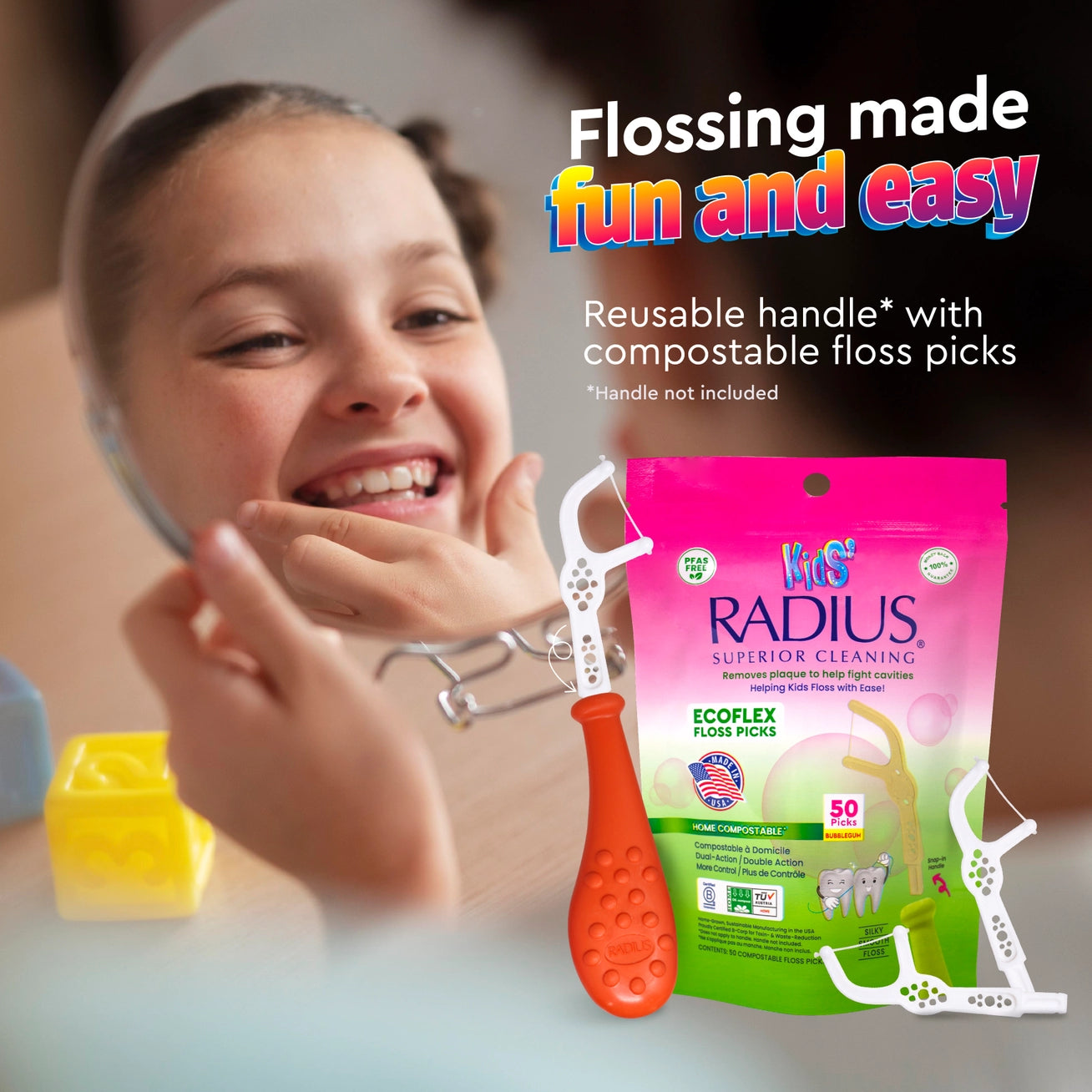 Floss Picks, EcoFlex Compostable KIDS - RADIUS