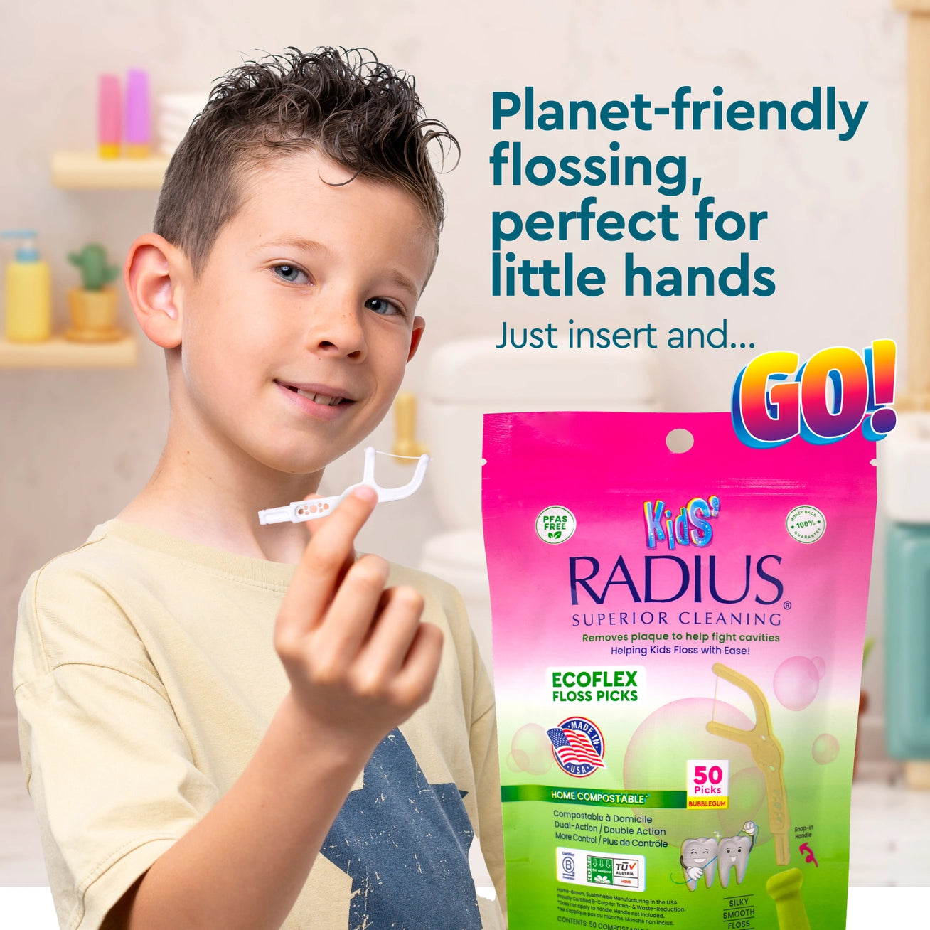 Floss Picks, EcoFlex Compostable KIDS - RADIUS