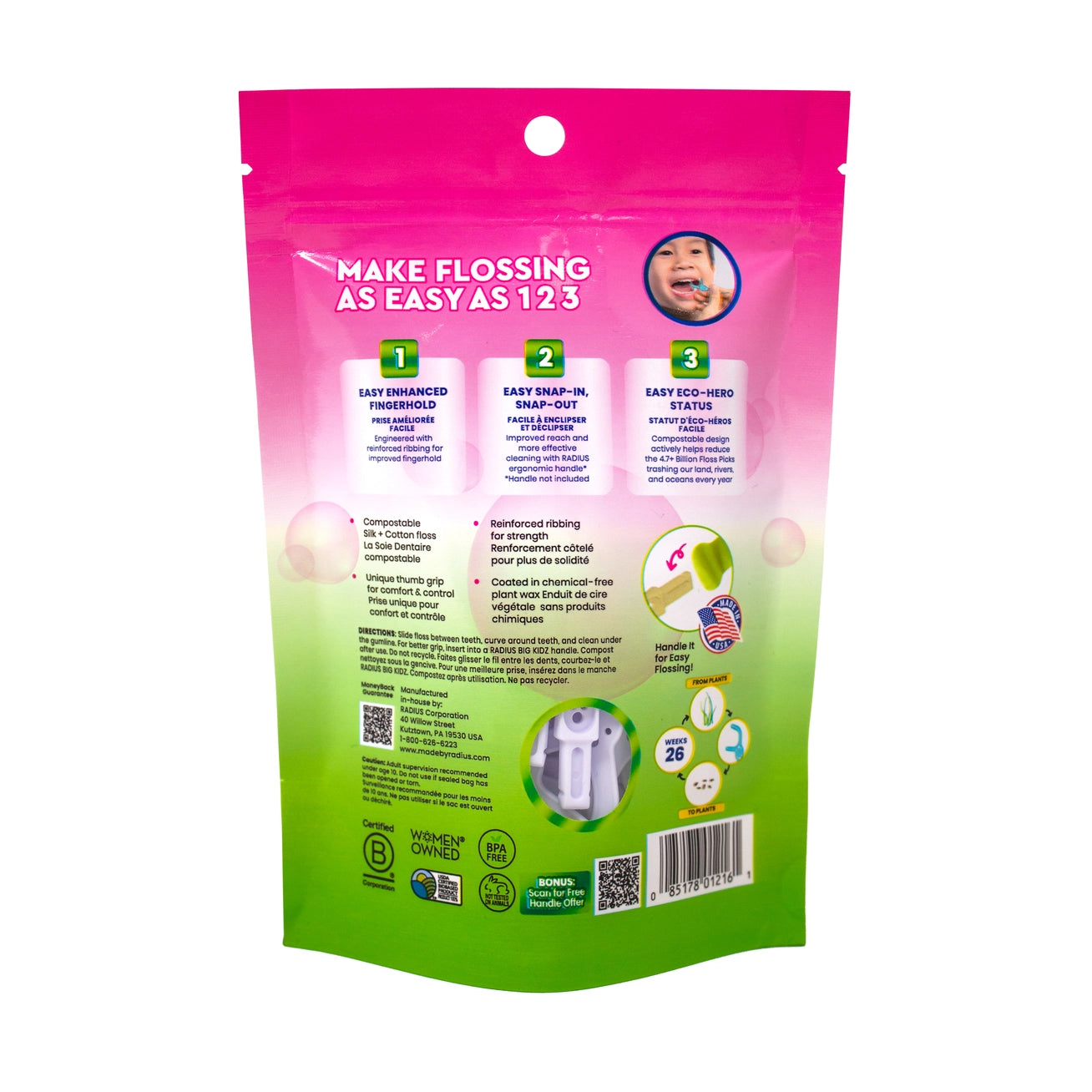 Floss Picks, EcoFlex Compostable KIDS - RADIUS
