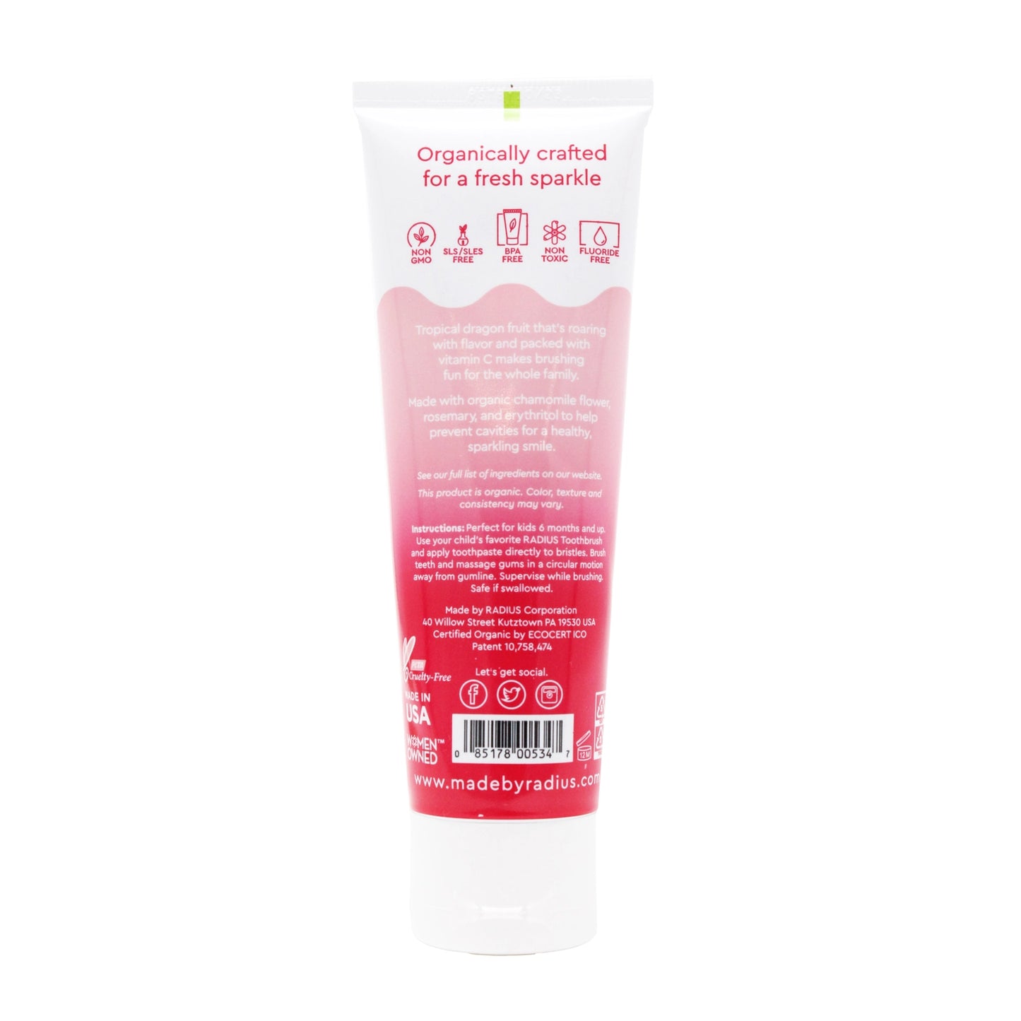 Dragon Fruit Organic Children's Toothpaste, 6mo+ - RADIUS