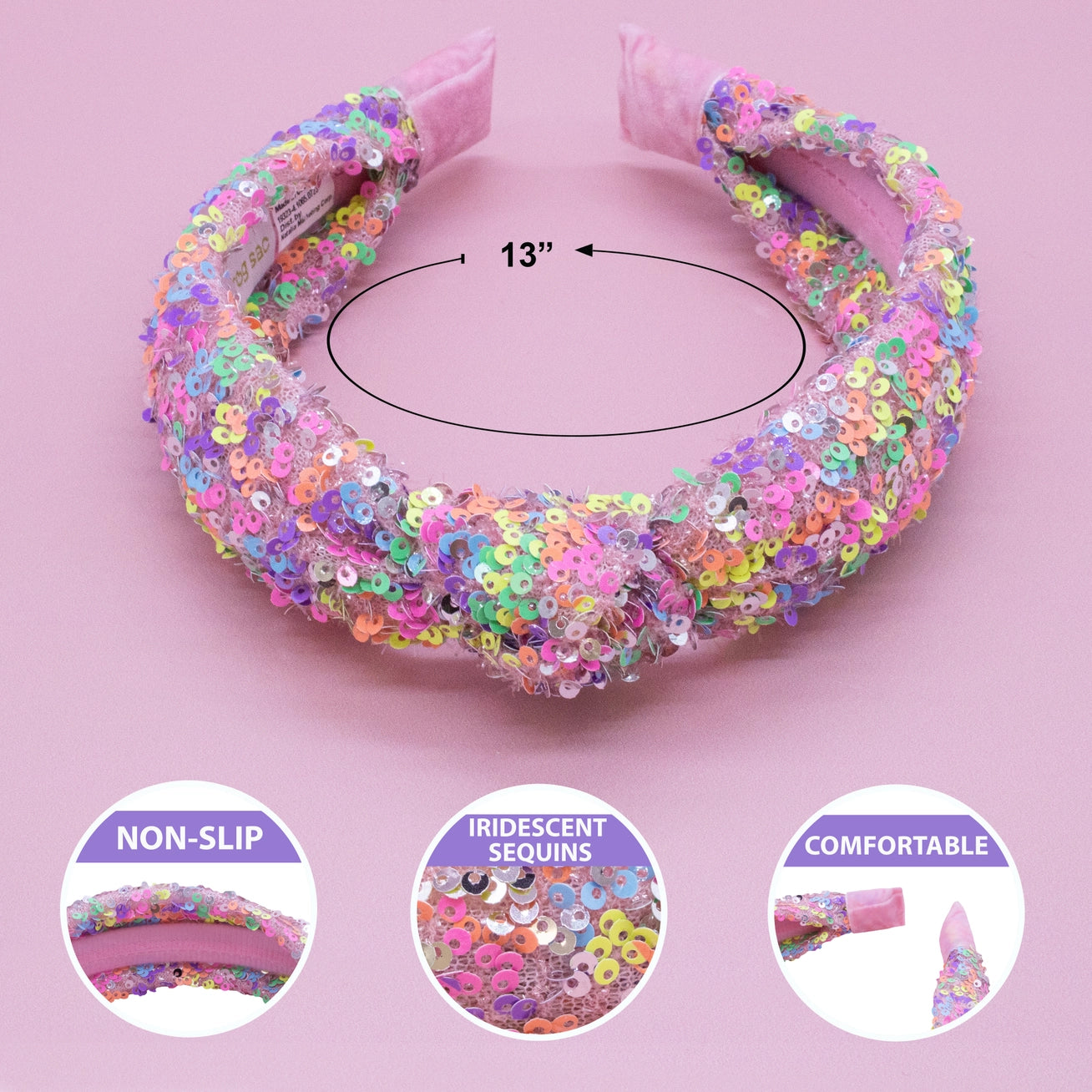 Kids Sequin Knot Headband - Confetti - Frog Sac