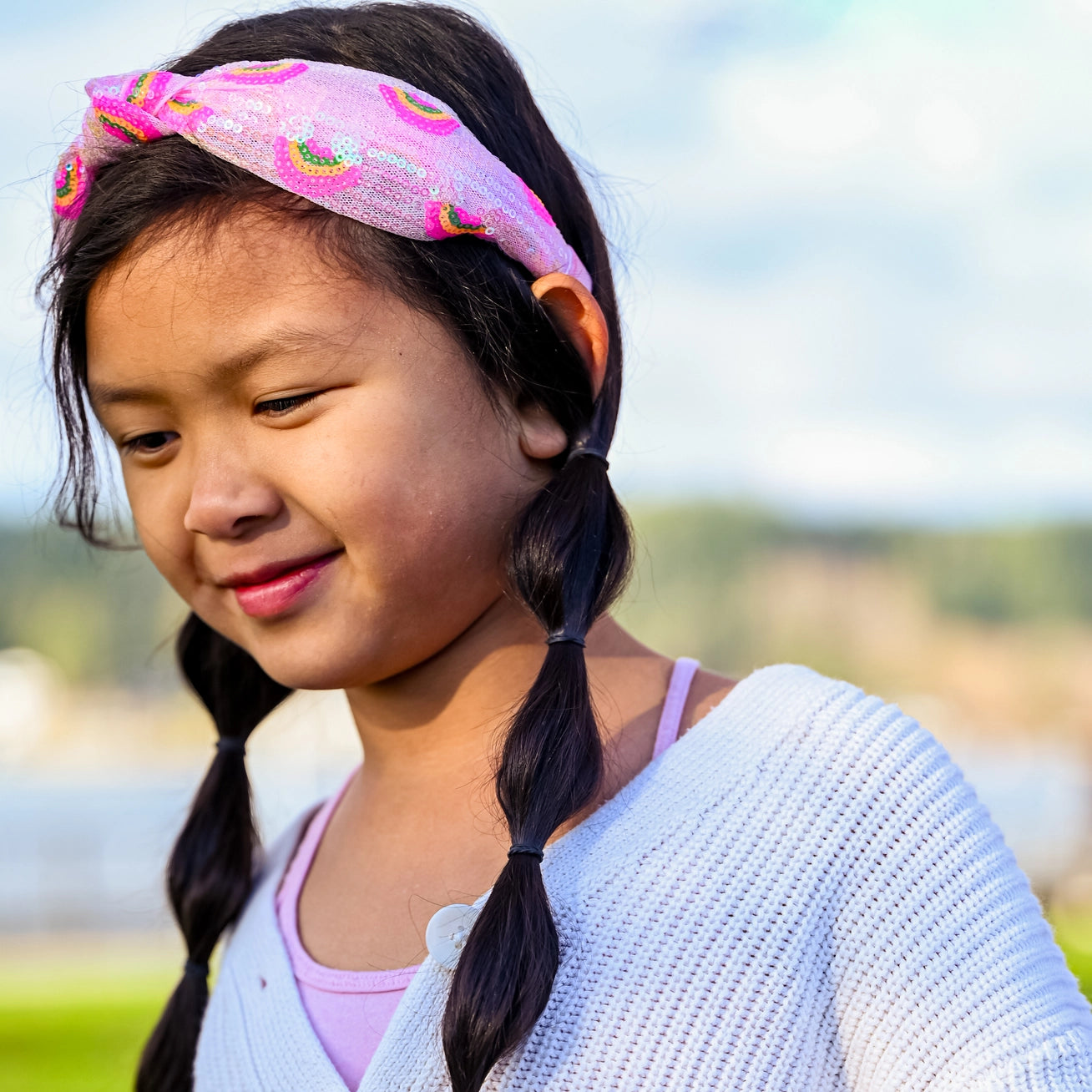 Kids Sequin Knot Headband - Frog Sac