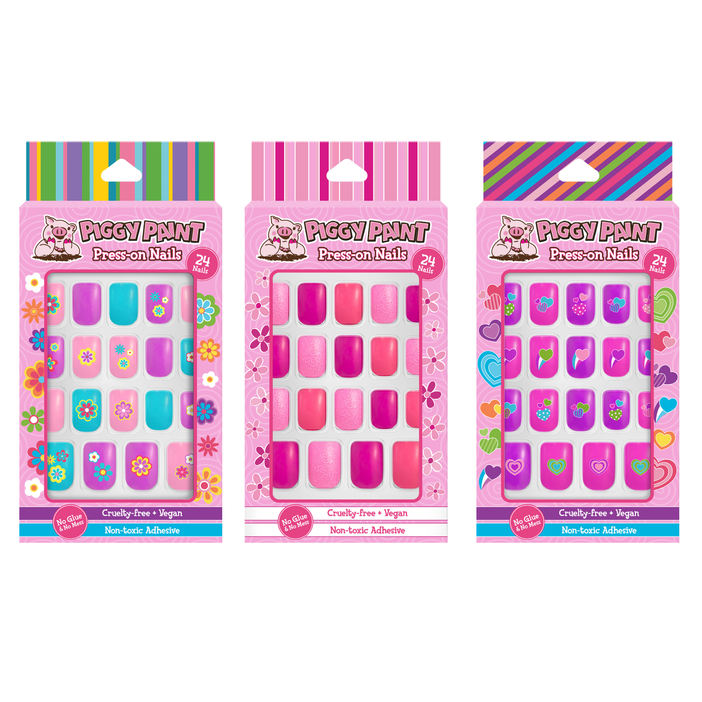 Piggy Press-on Nails Party 3-pack