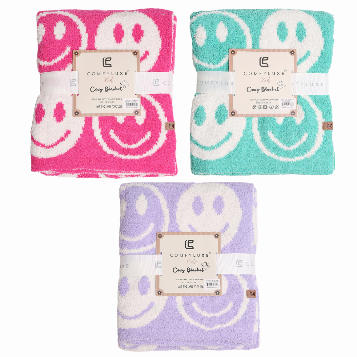 Repeated Happy Face Pattern Kids Throw Blanket