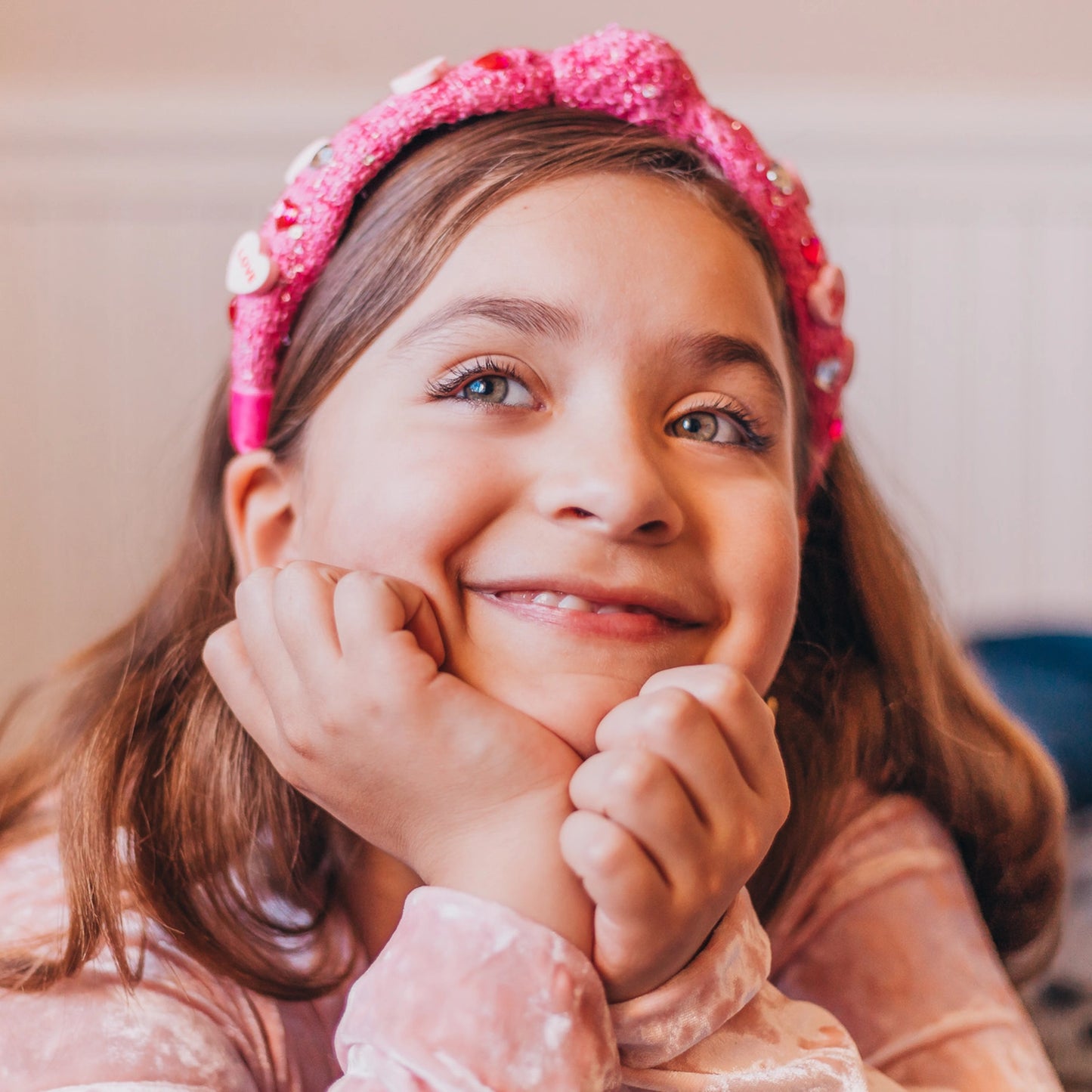 Kids Embellished Knot Headband - Candy Valentines Day Heart