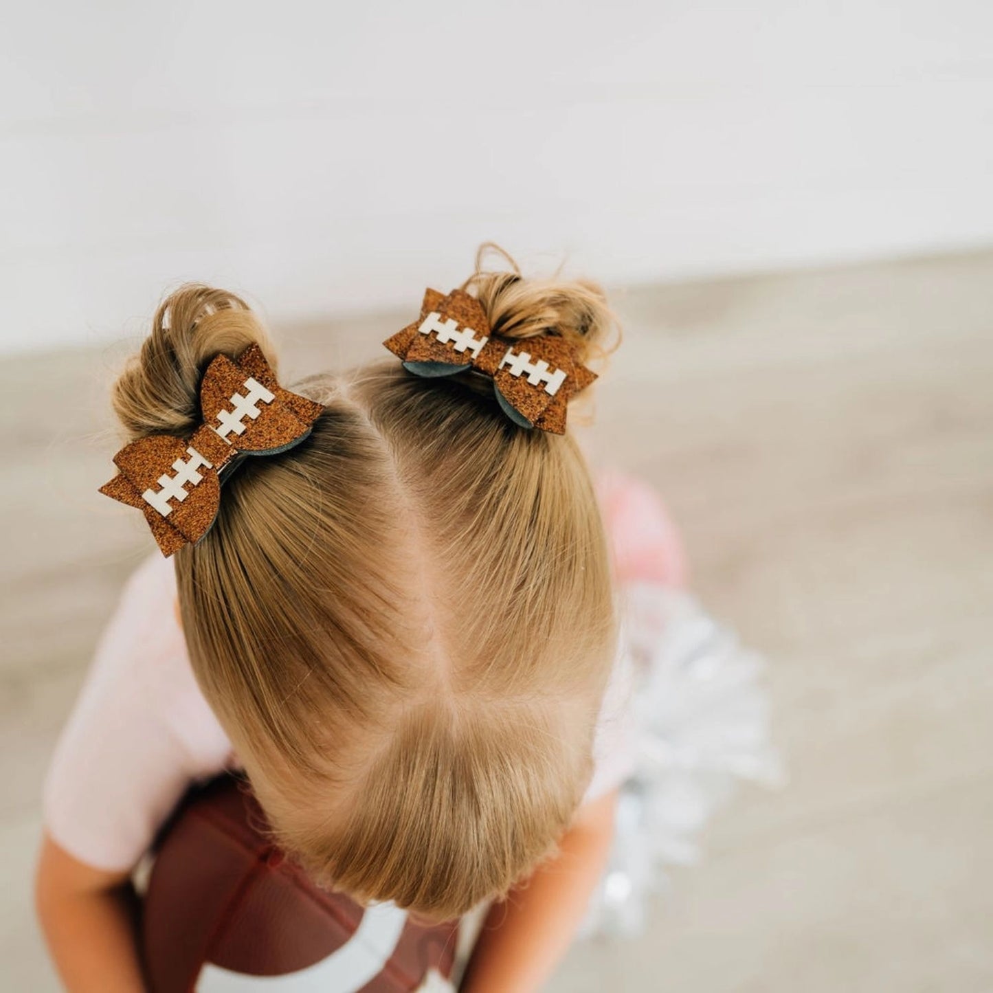 Game Day Glitter Bow Clip Set - Football - Kids Hair