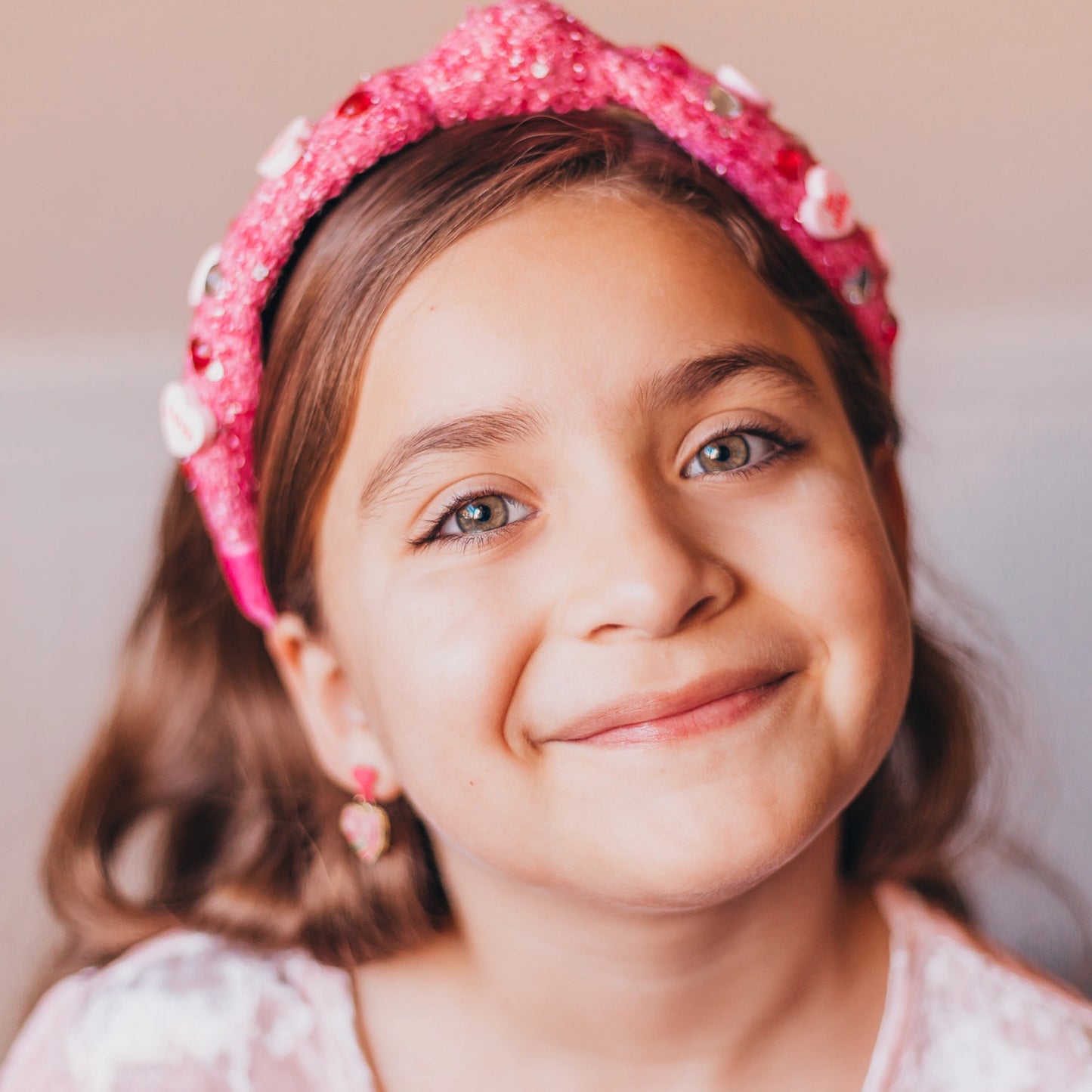 Kids Embellished Knot Headband - Candy Valentines Day Heart