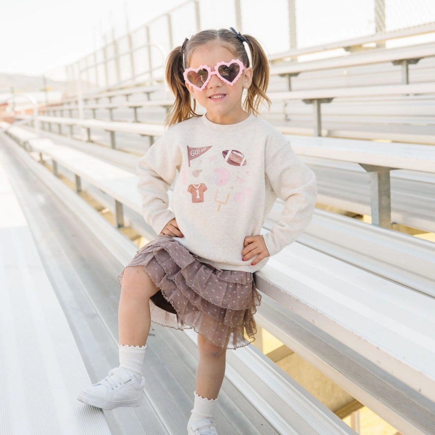 Game Day Glitter Bow Clip Set - Football - Kids Hair