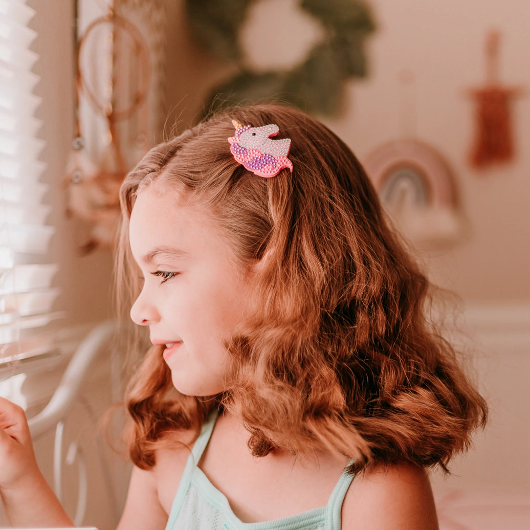 Rhinestone Charm Headband & Hair Clips - Unicorn/Butterfly/Bow - Frog Sac