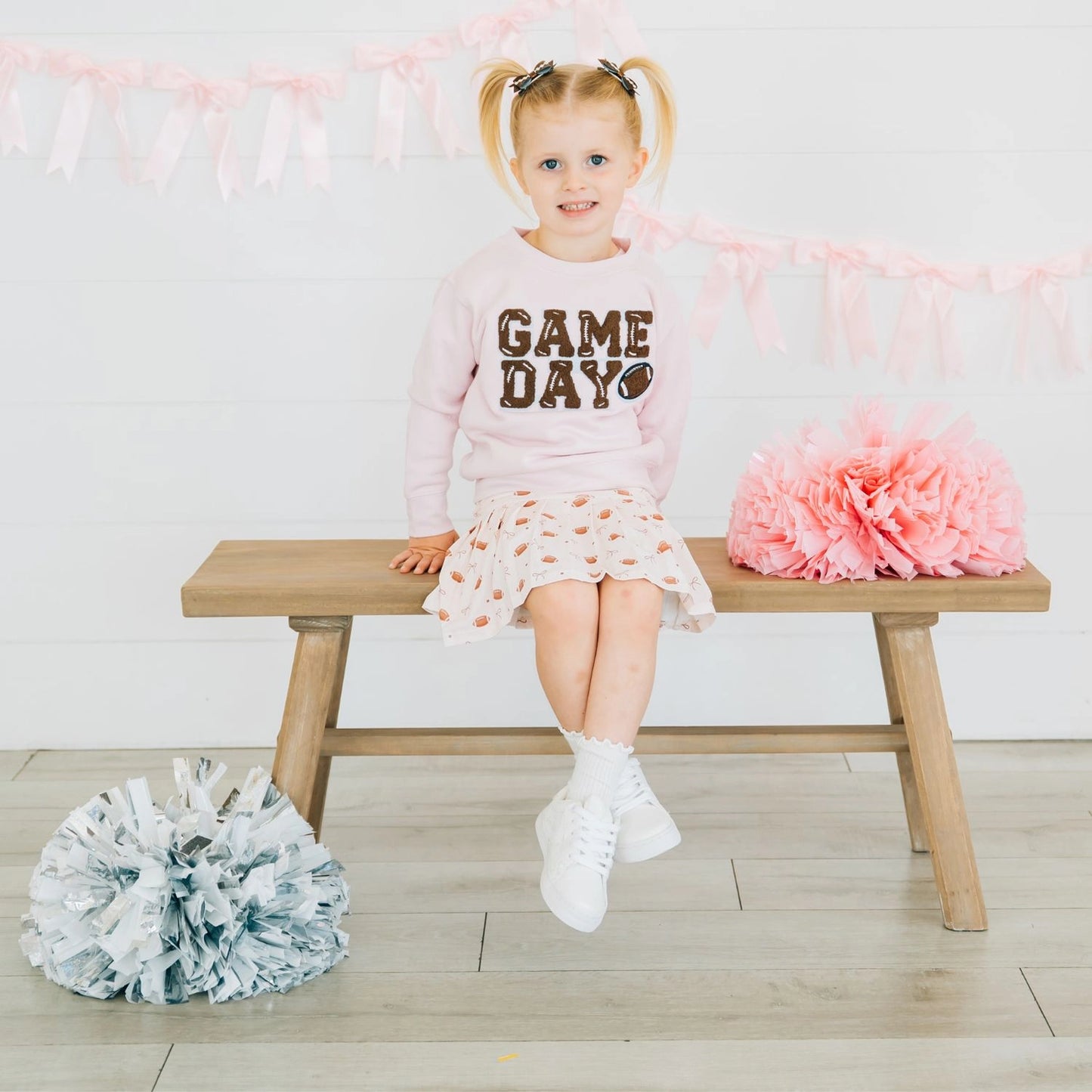 Game Day Glitter Bow Clip Set - Football - Kids Hair