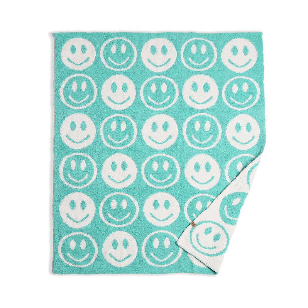 Repeated Happy Face Pattern Kids Throw Blanket