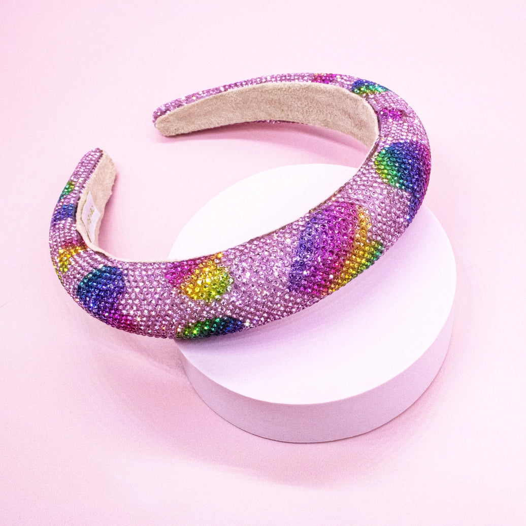 Kids Heart Headband - Padded Rhinestone Hair Band