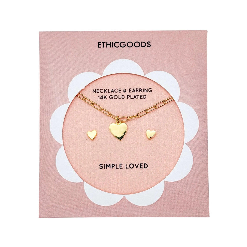Gold Hearts Kids Necklace and Earring Set - ETHICGOODS