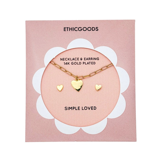 Gold Hearts Kids Necklace and Earring Set - ETHICGOODS
