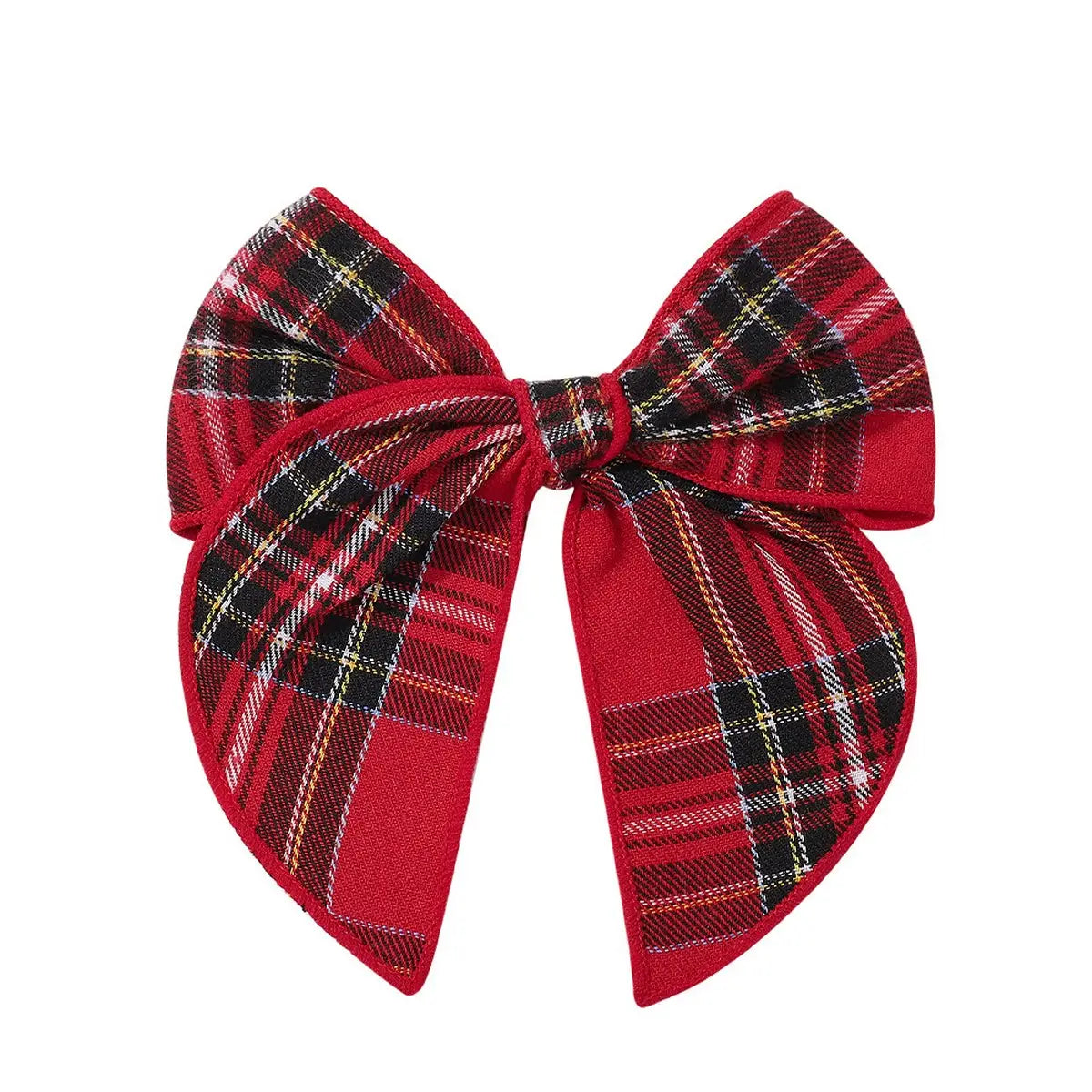 Vintage Plaid Bow Tail Hair Clip For Kids - Dark Red