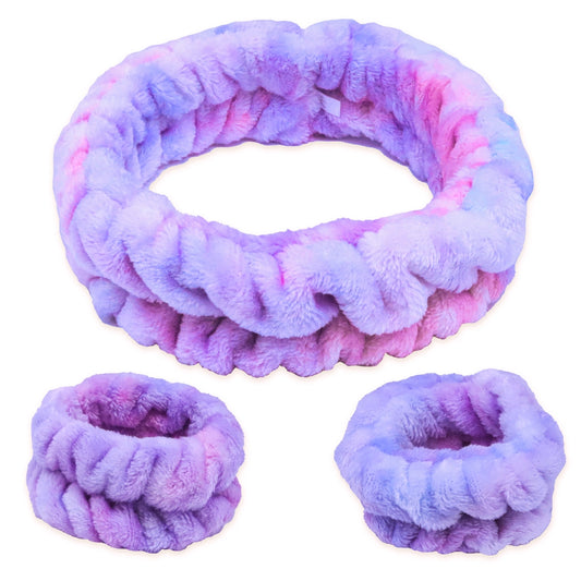 Spa Headband & Wristband Set - Cotton Candy Tie Dye - Frog Sac