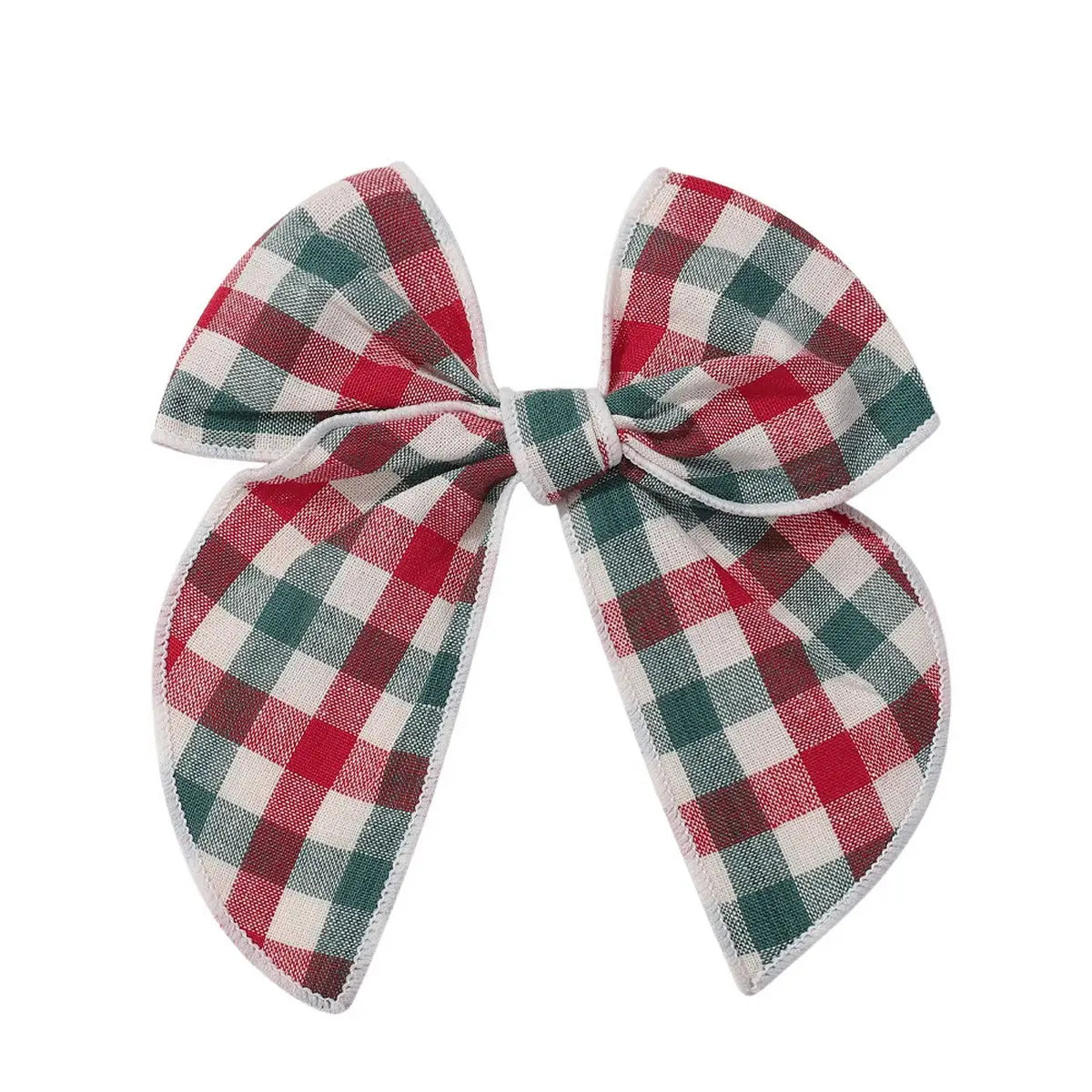 Vintage Plaid Bow Tail Hair Clip For Kids - Red, Green, & White
